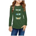 thumbnail image 1 of RXIRUCGD Chemises à Manches Longues pour Filles Imprimés Mignons Col Rond Hauts Blouses Décontractées Habillées Vêtements (Vert Armée, Taille : 3 Ans), 1 of 5
