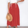 thumbnail image 4 of Fashion Women Solid Casual Ruched Ruffles Elastic Waist Skirt, Beach Style Solid Color Drawstring Waist Half Skirt, Comfortable and Stylish Ruffled Design, Lightweight Summer Wear, 4 of 6