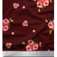 thumbnail image 1 of Soimoi Poly Georgette Tissu Feuilles & Rose Fleur Tissu Imprimé par Yard 52 Pouces de Large, 1 of 3