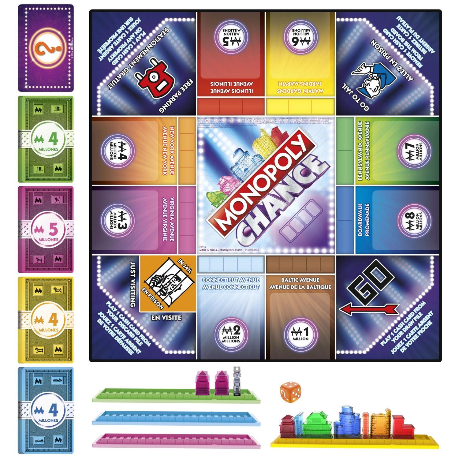 Monopoly Chance Board Game, Fast-Paced Monopoly Family Game for 2-4 Players, 20 Min. Average