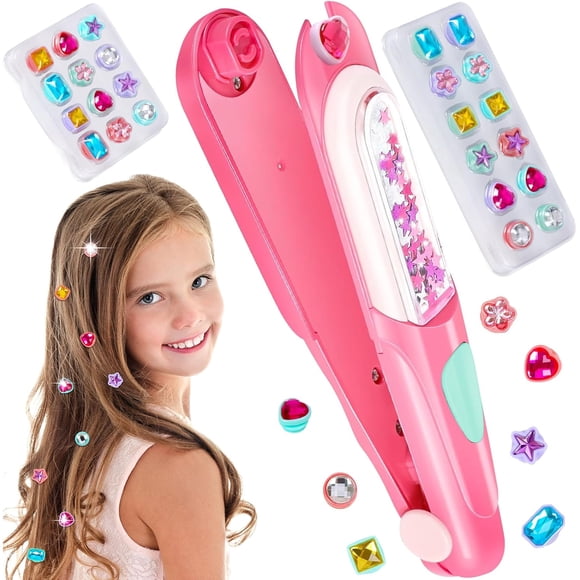Hair Gem Stamper Kit Bling Hair Jewels for Girls Toys Styling Tool with Reusable Shining Diamonds Birthday Gifts Toys for Girls Ages 5 6 7 8 9 10 11 12
