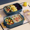 thumbnail image 4 of EGNMCR Microwave Lunch Box Japanese Wood Bento Box 2 Layer Container Storage New dish towel, 4 of 6
