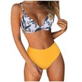 thumbnail image 1 of EGNMCR Bikini Set Fashion Women Solid And Printed Swimwear Bikini Split Swimsuit Set, 1 of 3