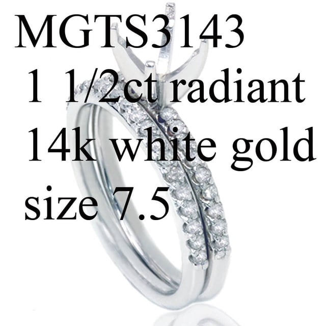 Commande Personnalisée MGTS3143 avec Centre radiant CE 1 1/2ct Or Blanc 14k Taille 7.5
