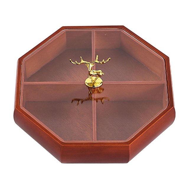 Divided Serving Tray Dustproof Snack Tray for Kitchen Chinese New Year Party deer handle