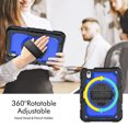 thumbnail image 3 of Case for iPad Mini 7 A17 Pro 2024/Mini 6 2021 8.3 Inch 7th/6th Gen with Screen Protector, 360 Degree Rotating Kickstand Hand Strap Shockproof Cover with Shoulder Strap, Dark Blue PC, 3 of 7