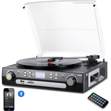 Digitnow Bluetooth Record Player with Stereo Speakers, Turntable for Vinyl to MP3 with Cassette , AM/FM Radio, USB/SD Encoding