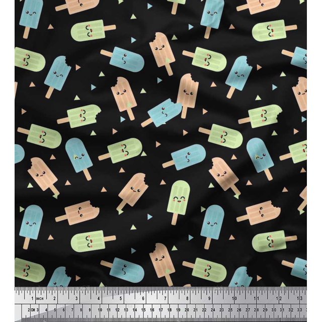 Soimoi Polyester Crepe Fabric Text & Peanut Butter Food Printed Craft Fabric by The Yard 52 Inch Wide