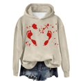thumbnail image 1 of WEAIXIMIUNG Sweat à Rayures pour Femmes Automne et Hiver 2025 Tendance avec Capuche et Imprimé Lettre, 1 of 4