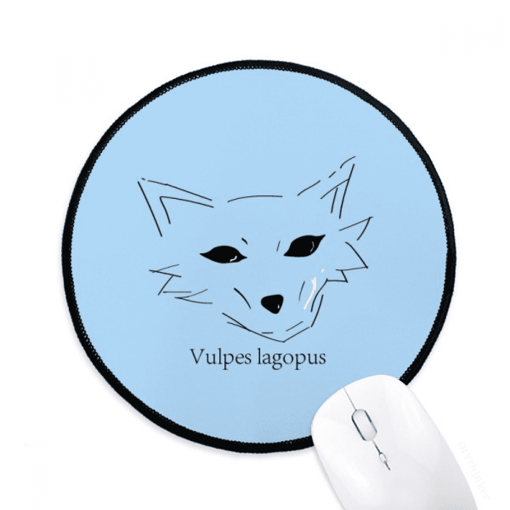 Tapis de Souris Mode Art Déco Renard Arctique Blanc Adorable pour Bureau, Rond, pour Ordinateur