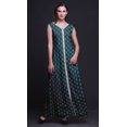 thumbnail image 2 of Bimba Feuilles Femmes Col en V Sans Manches Fente avant Décontractée Maxi Imprimée Robe Bohème-Grand, 2 of 5