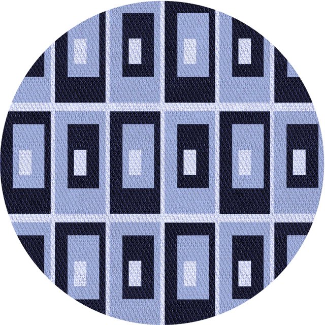 Ahgly Tapis Rond Lavable en Machine Intérieur Transitionnel Bleu, 5 Pieds Rond