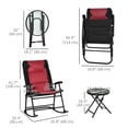 thumbnail image 2 of Outsunny 3-Piece Red Foldable Rocking Chair Set with Side Table, Durable Steel Frame Outdoor Bistro Set, Padded Seats for Patio, Garden, Backyard, Park, 26.8"W x 35.5"D x 41.8"H, 2 of 7