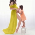 thumbnail image 4 of Offres du Jour TMOYZQ Robes de Maternité pour Femmes Épaules Dénudées Sans Bretelles Robe en Mousseline Fendue devant Robes Maxi Mode Robes Maxi pour Photographie, 4 of 7