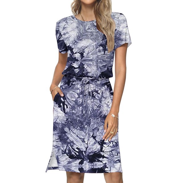 Robes d'Été Grande Taille pour Femmes 2024 Décontractées Col Rond Bretelles Manches Courtes Imprimé Floral Robe Ample avec Poche Économisez jusqu'à 65 %!