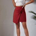 thumbnail image 4 of B91xZ Jupe Ligne A Femme Basique Modeste Longueur sous le Genou Jupe Droite Extensible, Rouge m, 4 of 5