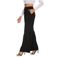 thumbnail image 1 of Timegard Womens Formal Pants Elastic High Waist Straight Leg Solid Color Office Work Lounge Pants Pockets, 1 of 7