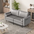 thumbnail image 3 of Costway Modern Loveseat 2-Seat Sofa Couch with 2 Bolsters Side Storage Pocket Grey, 3 of 10