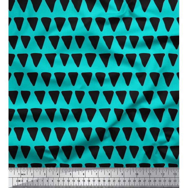 Soimoi Green Poly Georgette Fabric Triangle Geometric Printed Craft Fabric by the Yard 42 Inch Wide