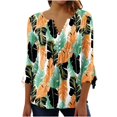 thumbnail image 2 of T-Shirt à Manches Courtes à Imprimé Floral Top Dames Bleu L, 2 of 5