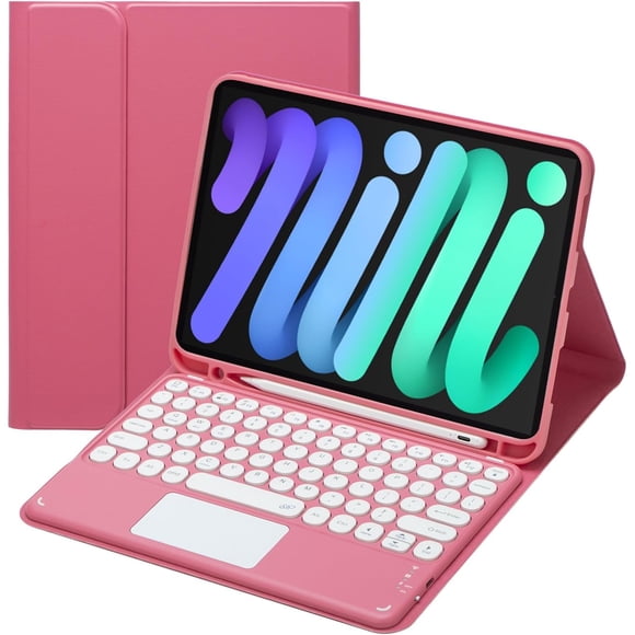 Touch Keyboard Case for iPad Mini 7 (A17 Pro)/Mini 6th Generation Case 8.3 inch (2024/2021) with Pencil Holder - Magnetically Detachable Touch Bluetooth Keyboard