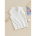 thumbnail image 3 of FOCUSNORM Toddler Sweater Vest Lightweight Sleeveless V Neck Solid Color Pullover Knitted Tank Tops, 3 of 9