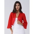 thumbnail image 4 of TTAO Boléro Châle en Mousseline Douce Transparente à Manches 3/4 pour Femmes, Veste Cardigan Ouverte à l'Avant pour Robe de Soirée de Mariage, Rouge TTG, 4 of 7