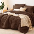 thumbnail image 1 of CozyLux Queen Comforter Set Brown Seersucker 7 Pieces Bed in a Bag Queen Comforter Set with Sheets Luxury Soft Bedding Set with Down Alternative Comforter Sheets Pillowcases & Shams for All Seasons, 1 of 5