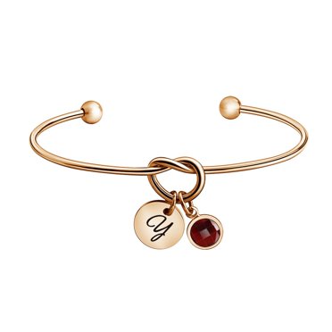 EGNMCR Bracelets Joncs Anniversaire Pierre Lettre Majuscule Bracelet Femme Accessoires un Bracelet