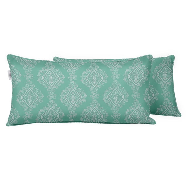 VargottamIndoor/OutdoorPolyester FabricLumbarPillowCover,All-Weather Waterproof Rectangular Cushion Case for Patio Furniture,12" x 24"Set of 2 -Ogee-52