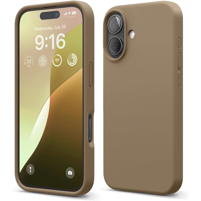 KOMI Compatible with iPhone 16 Pro Max Case, Premium Liquid Silicone Case, Full Body Protective Cover, Shockproof, Slim Phone Case, Anti-Scratch Soft Microfiber Lining, 6.9 inch Brown