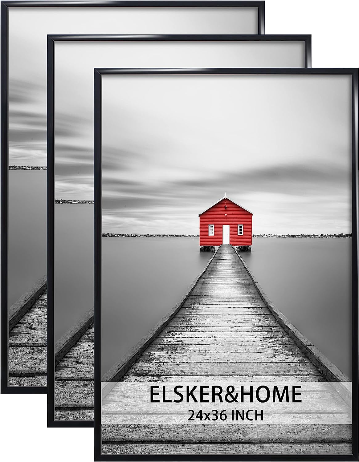 ELSKER&HOME 24x36 Poster Frame 3 Pack, Black Picture Frame for Horizontal or Vertical Wall Mounting