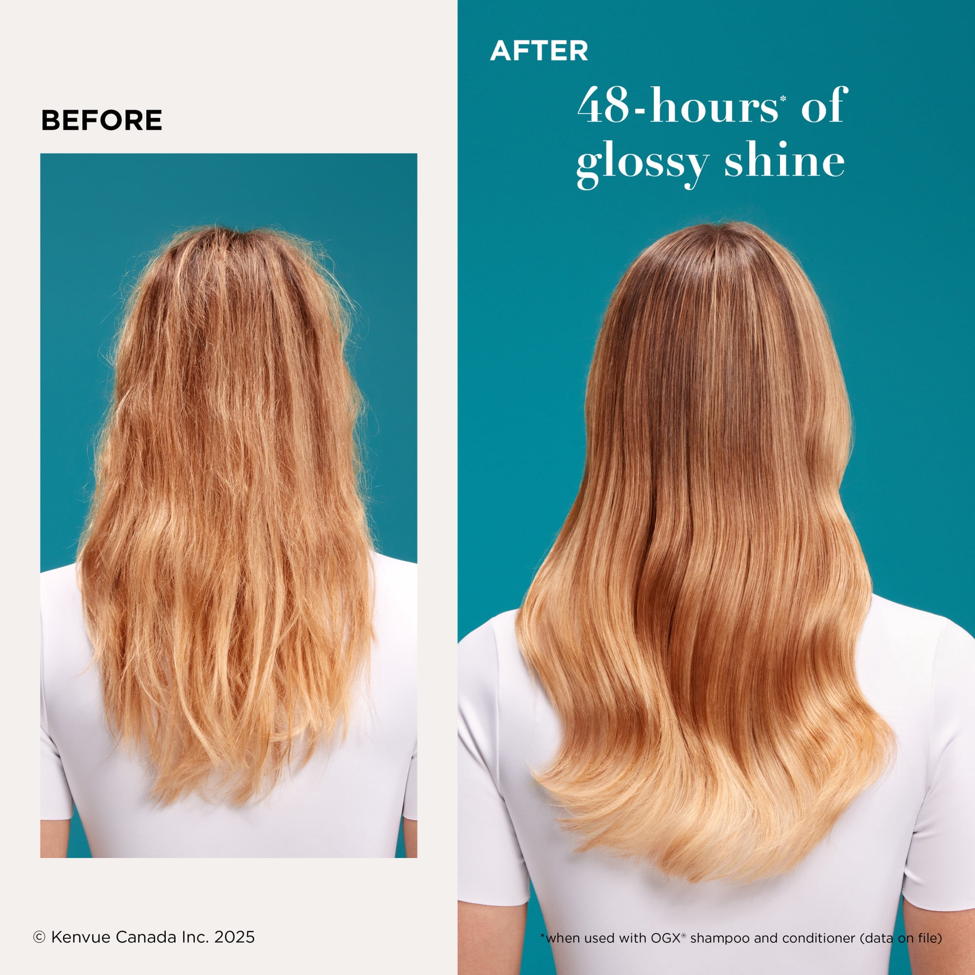 OGX Éclat Miroir + Huile d'Argan Gloss Capillaire Prélavage, Traitement Lissant à Rincer pour 48 Heures d'Éclat Brillant* & Réparation Nourrissante, Huile Capillaire Légère Répare les Pointes Fourchues***