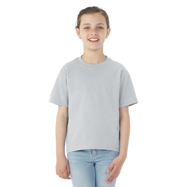 Jerzees Youth DRI-POWER Active Short Sleeve Crew T-Shirt, L, Ash
