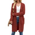 thumbnail image 2 of FOCUSNORM Women Juniors Cardigan, Solid Color Long Sleeve Sweater Coat with Pockets, 2 of 5