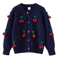 thumbnail image 2 of RXIRUCGD Industrie Lourde Cardigan Tricoté au Crochet à la Main pour Filles en Coton à Col Rond Chandail Veste pour Enfants ( Marine, Taille : 4 Ans ), 2 of 9