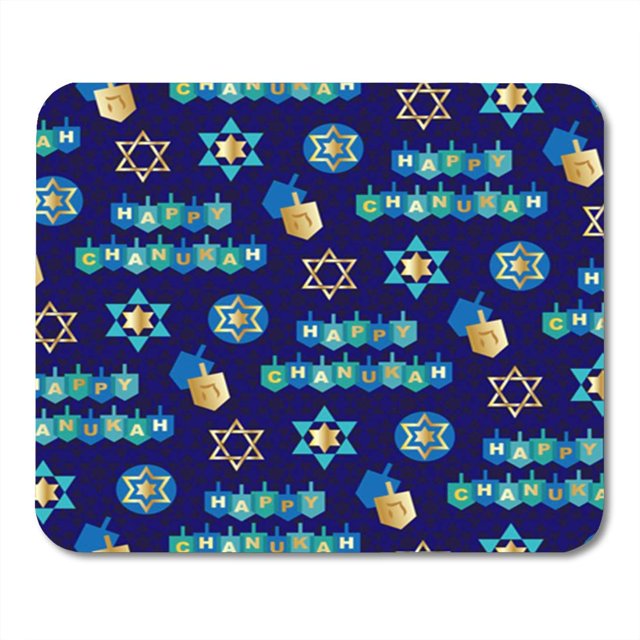 JSDART Dreidel Blue Gold Chanukah Pattern Hannukah Crystal Mousepad Mouse Pad Mouse Mat 9x10 inch