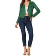 thumbnail image 2 of INSPIRE CHIC Women's Motorcycle Jacket Faux Suede Solid Color Asymmetric Zipper Jacket M Green, 2 of 6