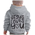 thumbnail image 4 of PMVFHDE Sweat-Shirt Fille Automne et Hiver Imprimé Lettre Col Rond Manches Longues Chandail à Capuchon Décontracté Gris, 4-5 Ans, 4 of 5