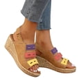 thumbnail image 4 of Styesk Womens Sandals Women's New Summer Large Size Mixed Color Muffin Fish Mouth Platform Wedge Sandals, 4 of 8