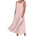 thumbnail image 2 of Jsaierl Robe Femme en Coton et Lin Été Sans Manches Robe d'Été Tunique Débardeur Robe de Plage d'Été Fluide Robes Maxi avec Poches, 2 of 5