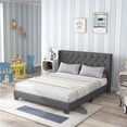 thumbnail image 4 of Costway Lit Plateforme Rembourré Format Grand Tête de Lit Capitonnée Base de Matelas Gris, 4 of 10