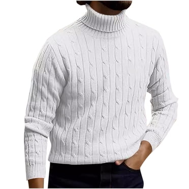 AherBiu Chandails à Col Roulé pour Hommes Ajustés Décontractés Torsadés Tricotés Chandail Automne Hiver Chauds Chandails