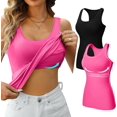 thumbnail image 3 of Charmo Cotton Camisole for Womens Wider Straps Tanks Racerback Tank Top Shelf Bra Undershirt Cami, 3 of 6