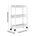 thumbnail image 3 of Three-Layer Movable Narrow Storage Rack with Pulleys, Thick Plastic, 40cm x 12cm x 62cm, Adjustable Partitions, Brake Lock, for Bathroom and Kitchen Crevices, 3 of 6