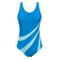 thumbnail image 4 of VBTAPA Women Racerback One Piece Swimsuit Slimming Athletic Training Bathing Suit Full Coverage Color Block Modest Swimwear Today's Sales Sky Blue M, 4 of 6