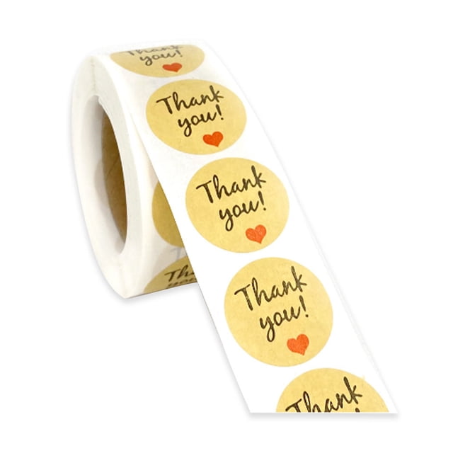 fastboy 500 Pieces/Roll Thank You Packaging Sealing Stickers Round Kraft Labels DIY