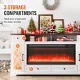 thumbnail image 4 of 80" Fireplace TV Stand with LED Light Remote Control & Timer Brown + White, 4 of 9