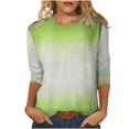thumbnail image 1 of Meichang T-Shirt à Manches 3/4 pour Femmes, Amusant et Tendance, T-Shirts Imprimés Dégradés, Tunique Ajustée, Chandail à Col Rond, Blouse, Doux, Confortable, Extensible, Hauts de Vacances pour Jeans, 1 of 5