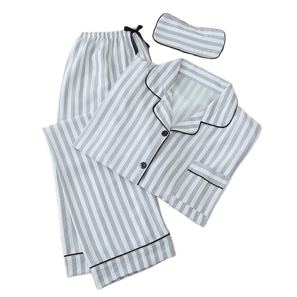 Yuyuzo Womens Pajamas Set 3 Piece Striped Long Sleeve Button down Shirts Pants Soft Sleepwear Nighty